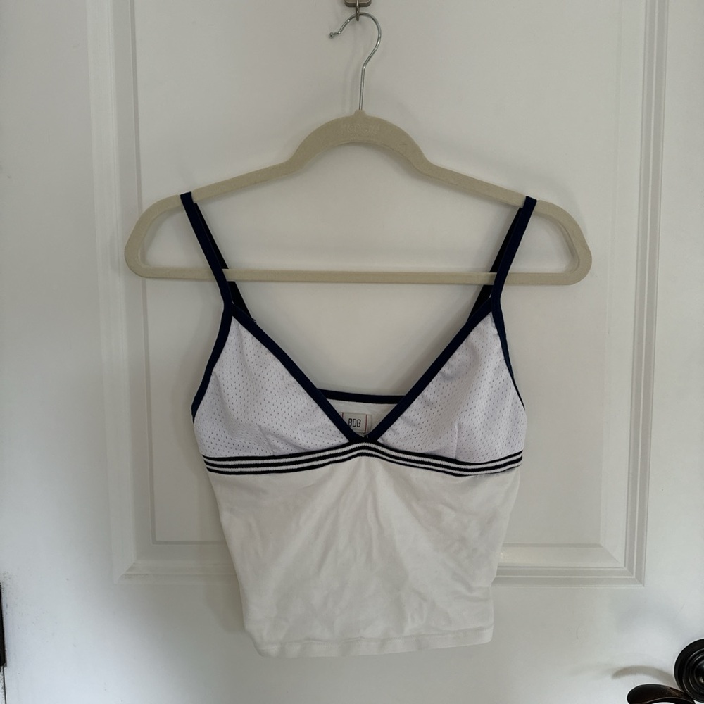 White and Navy Bralette Top